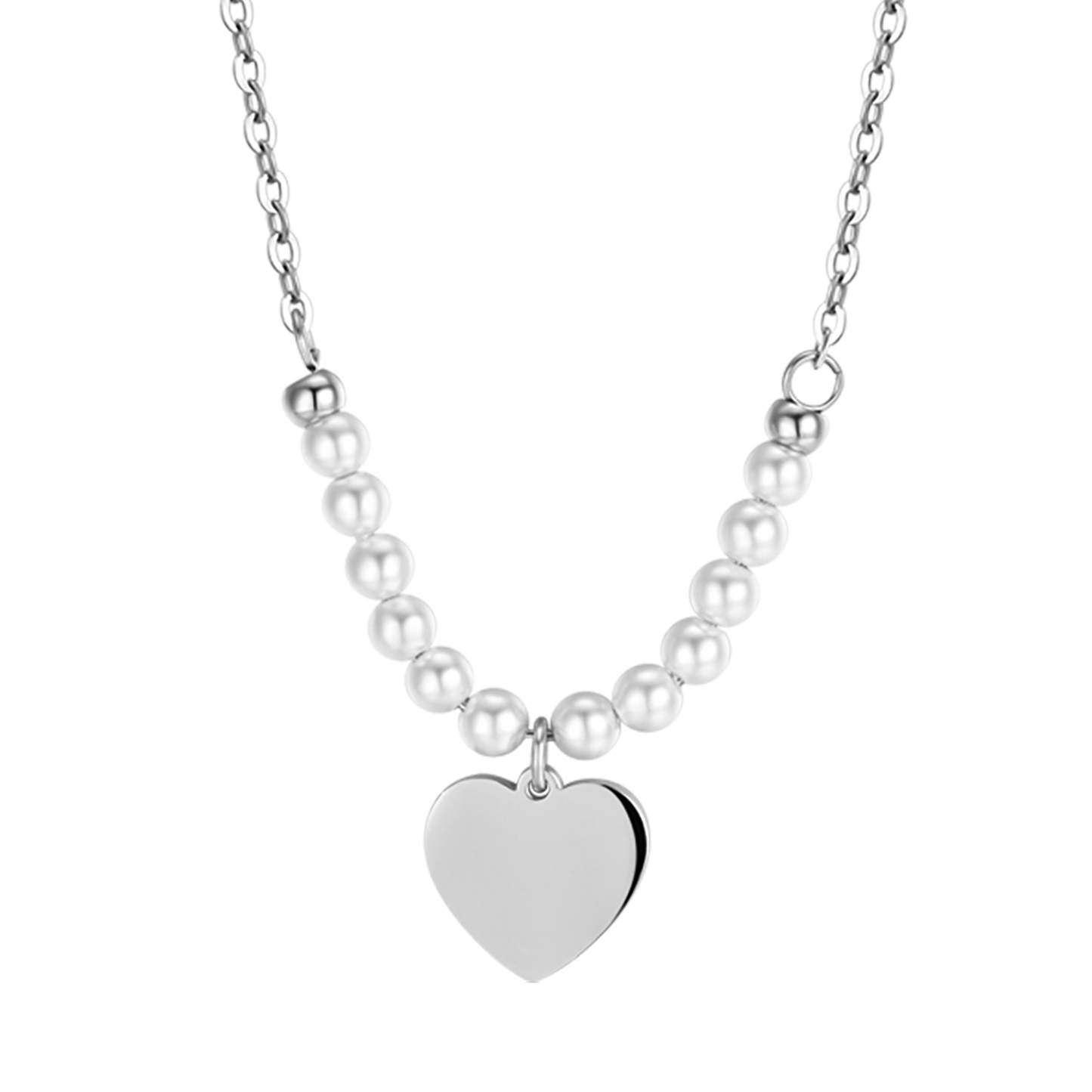 WOMAN'S IP GOLD NECKLACE WITH HEART AND WHITE PEARLS Luca Barra