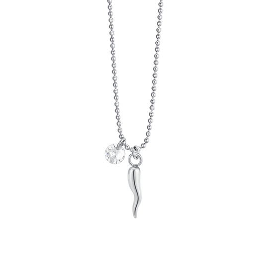 COLLANA DONNA IN ACCIAIO CORNO E ZIRCONE