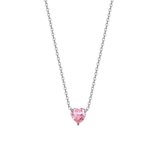 COLLANA DONNA IN ACCIAIO CON CUORE CRISTALLO ROSA