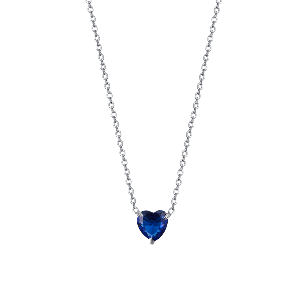 COLLANA DONNA IN ACCIAIO CON CUORE CRISTALLO BLU