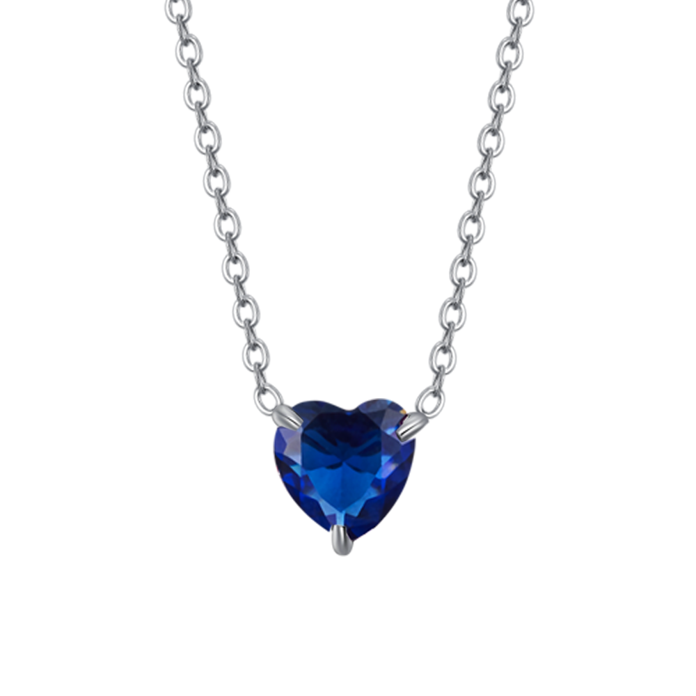 COLLANA DONNA IN ACCIAIO CON CUORE CRISTALLO BLU