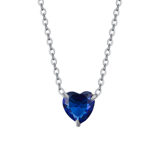 COLLANA DONNA IN ACCIAIO CON CUORE CRISTALLO BLU