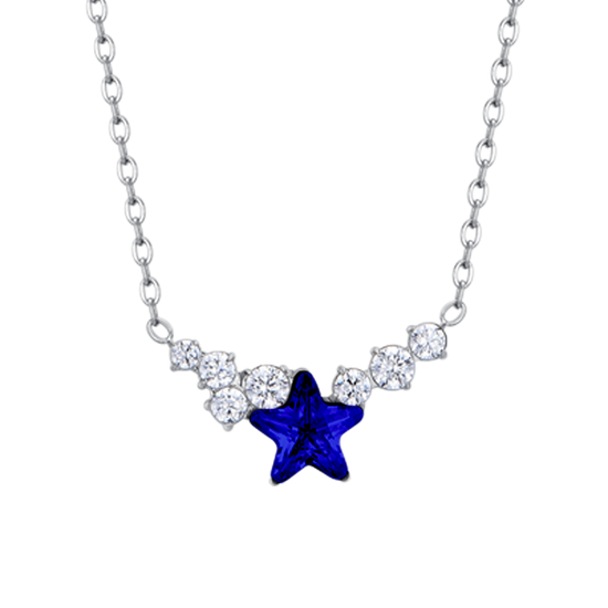 COLLANA DONNA IN ACCIAIO CON STELLA BLU E CRISTALLI BIANCHI