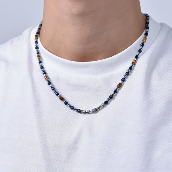 HERREN STAHLKETTE MIT LAPIS STEIN