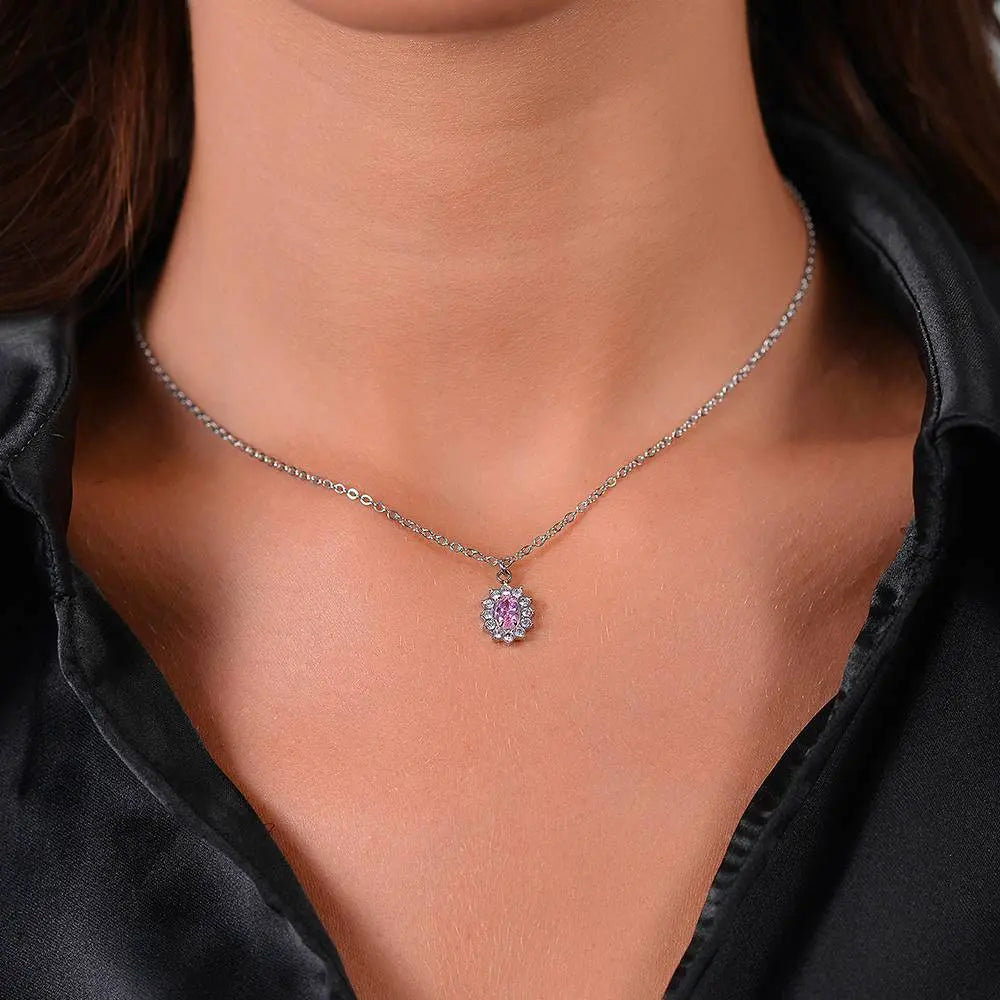 COLLANA DONNA IN ACCIAIO CRISTALLI E ZIRCONE ROSA Luca Barra