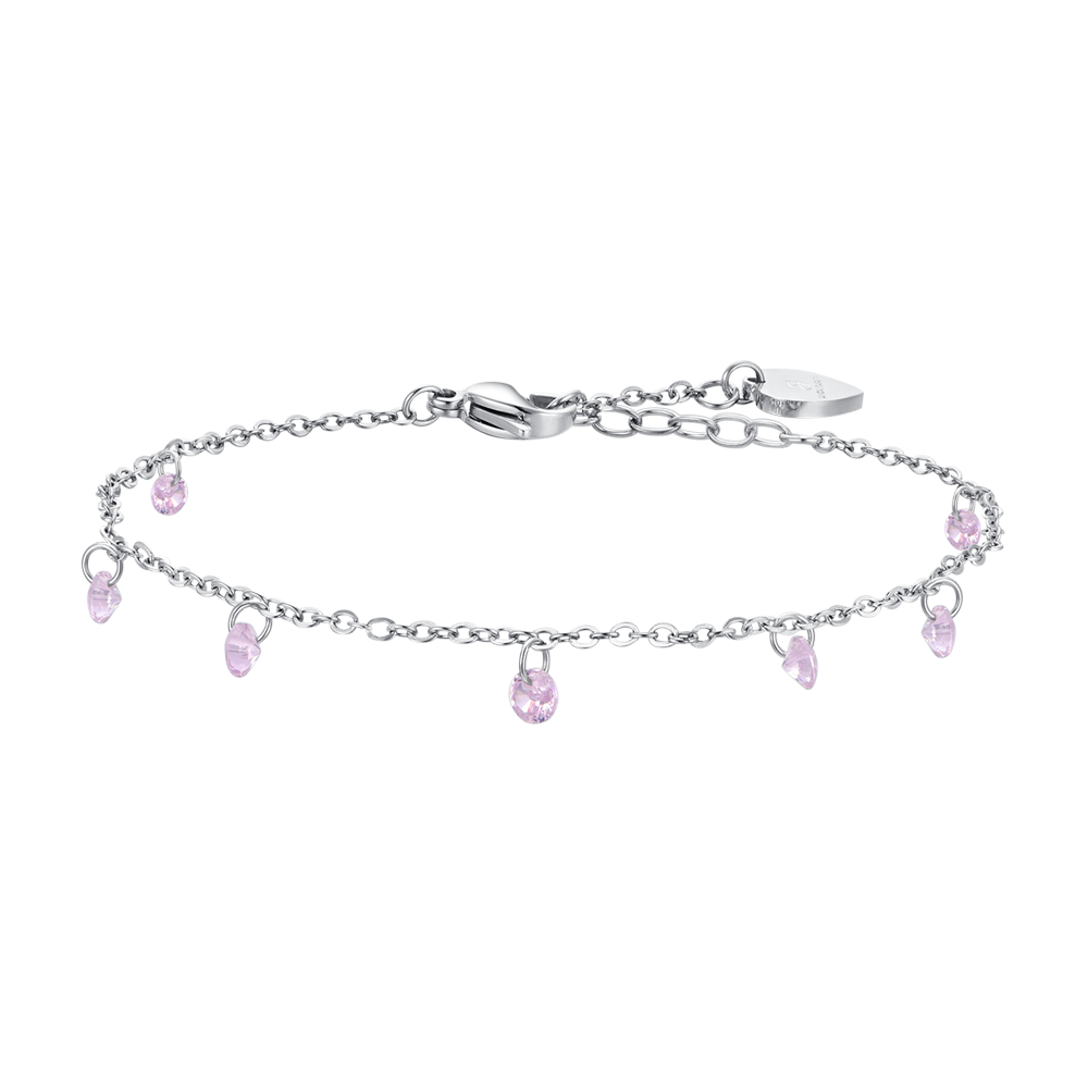 WOMAN'S Fußkettchen IN STAHL PINK ZIRCONES Luca Barra