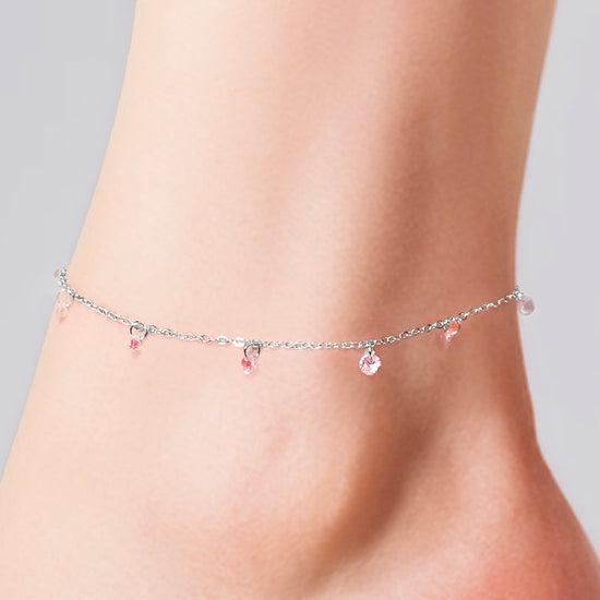 WOMAN'S Fußkettchen IN STAHL PINK ZIRCONES Luca Barra