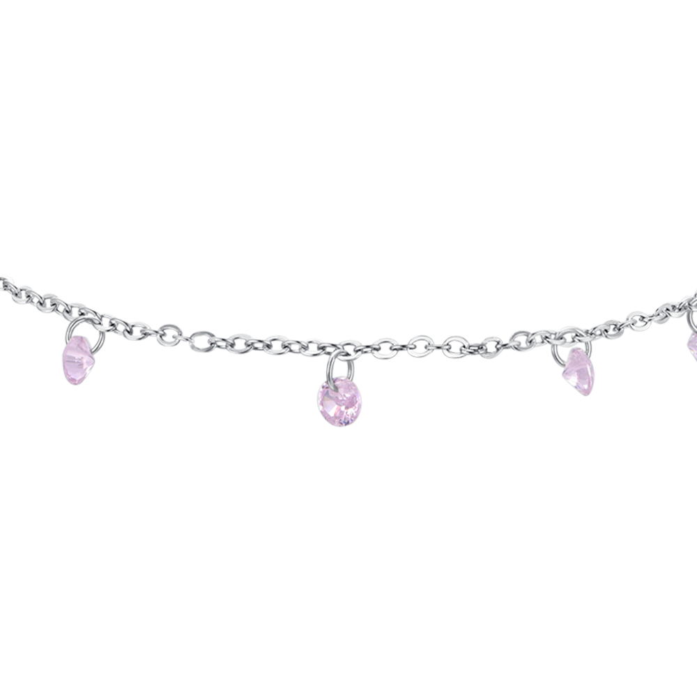 WOMAN'S Fußkettchen IN STAHL PINK ZIRCONES Luca Barra