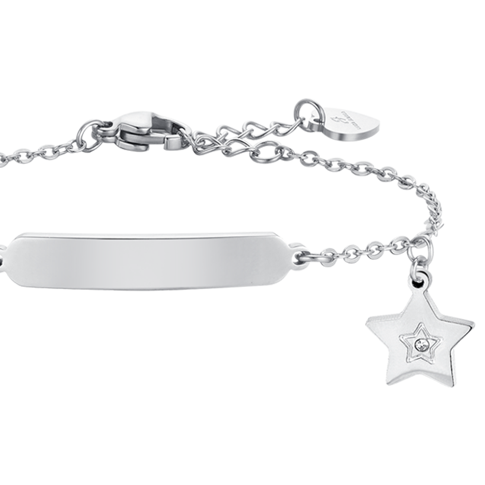 MÄDCHENARMBAND AUS STAHL MIT STERN UND PLATTE