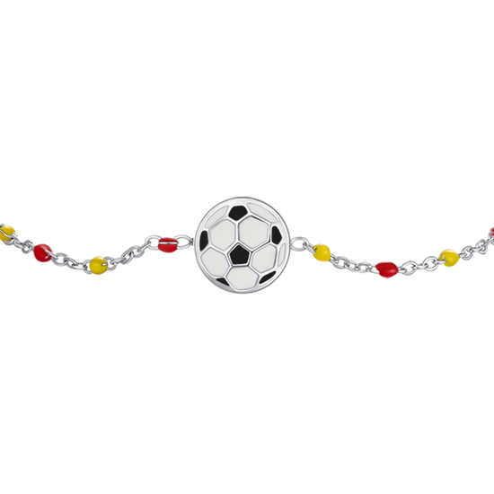 BRACCIALE IN ACCIAIO CON PALLONE E PIETRE GIALLE E ROSSE