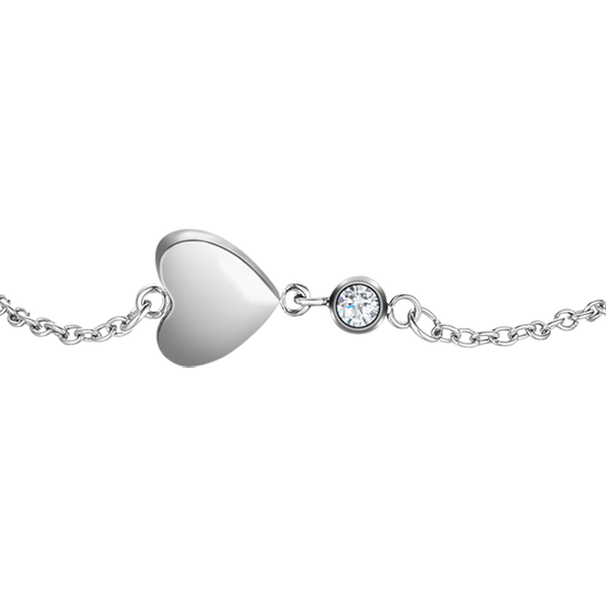 BRACCIALE IN ACCIAIO CON CUORE E CRISTALLO BIANCO