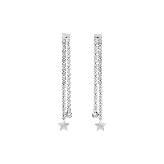 DAMEN-OHRRINGE AUS STAHL MIT WEISSEN KRISTALLEN UND STERNEN