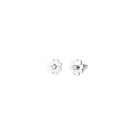 DAMEN-OHRRINGE AUS STAHL MIT VIERBLÄTTRIGEM KLEEBLATT UND ZIRKONOXID