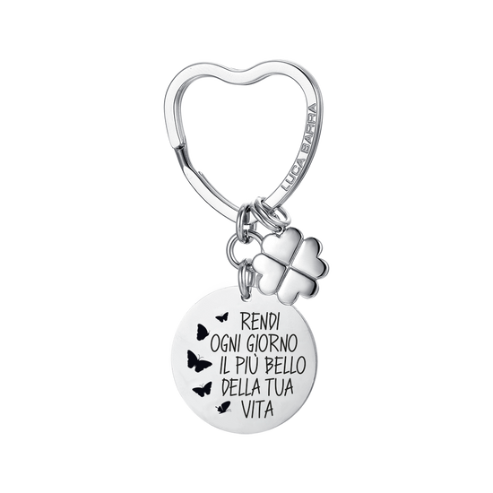 WOMAN'S STEEL KEYRING MAKE EVERY DAY THE MOST BEAUTIFUL DAY OF YOUR LIFE Luca Barra